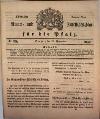 Königlich bayerisches Amts- und Intelligenzblatt für die Pfalz Montag 28. November 1842