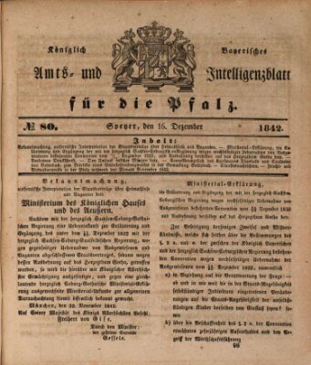 Königlich bayerisches Amts- und Intelligenzblatt für die Pfalz Freitag 16. Dezember 1842