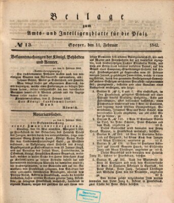 Königlich bayerisches Amts- und Intelligenzblatt für die Pfalz Freitag 11. Februar 1842