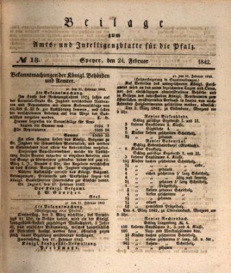 Königlich bayerisches Amts- und Intelligenzblatt für die Pfalz Donnerstag 24. Februar 1842