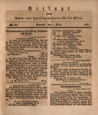 Königlich bayerisches Amts- und Intelligenzblatt für die Pfalz Dienstag 1. März 1842