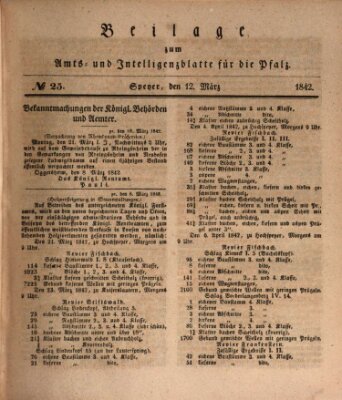 Königlich bayerisches Amts- und Intelligenzblatt für die Pfalz Samstag 12. März 1842