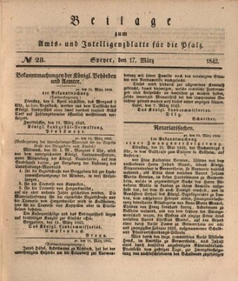 Königlich bayerisches Amts- und Intelligenzblatt für die Pfalz Donnerstag 17. März 1842