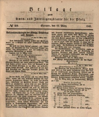 Königlich bayerisches Amts- und Intelligenzblatt für die Pfalz Freitag 18. März 1842