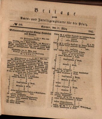 Königlich bayerisches Amts- und Intelligenzblatt für die Pfalz Montag 21. März 1842