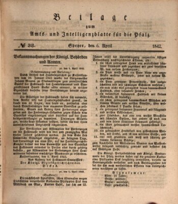 Königlich bayerisches Amts- und Intelligenzblatt für die Pfalz Mittwoch 6. April 1842