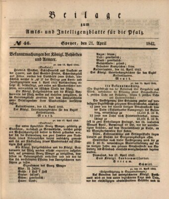 Königlich bayerisches Amts- und Intelligenzblatt für die Pfalz Donnerstag 21. April 1842