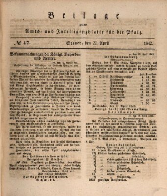 Königlich bayerisches Amts- und Intelligenzblatt für die Pfalz Freitag 22. April 1842