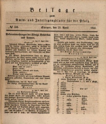 Königlich bayerisches Amts- und Intelligenzblatt für die Pfalz Freitag 29. April 1842