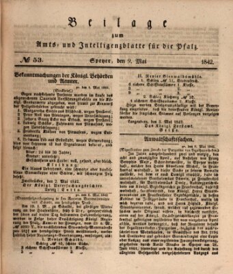 Königlich bayerisches Amts- und Intelligenzblatt für die Pfalz Montag 9. Mai 1842