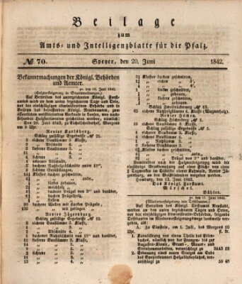 Königlich bayerisches Amts- und Intelligenzblatt für die Pfalz Montag 20. Juni 1842