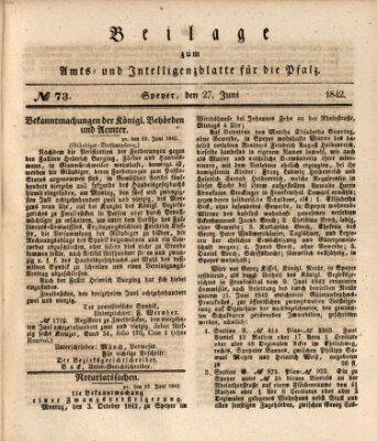 Königlich bayerisches Amts- und Intelligenzblatt für die Pfalz Montag 27. Juni 1842