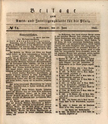 Königlich bayerisches Amts- und Intelligenzblatt für die Pfalz Mittwoch 29. Juni 1842