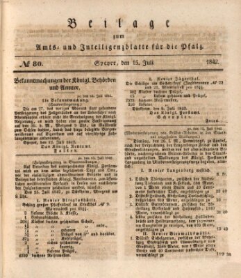 Königlich bayerisches Amts- und Intelligenzblatt für die Pfalz Freitag 15. Juli 1842