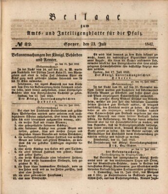 Königlich bayerisches Amts- und Intelligenzblatt für die Pfalz Samstag 23. Juli 1842