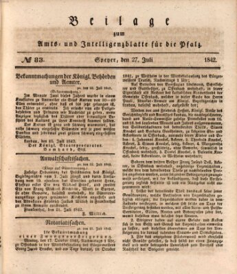 Königlich bayerisches Amts- und Intelligenzblatt für die Pfalz Mittwoch 27. Juli 1842