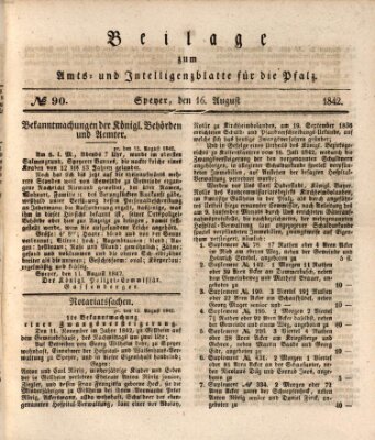 Königlich bayerisches Amts- und Intelligenzblatt für die Pfalz Dienstag 16. August 1842