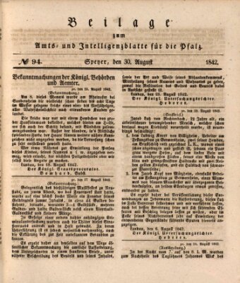 Königlich bayerisches Amts- und Intelligenzblatt für die Pfalz Dienstag 30. August 1842