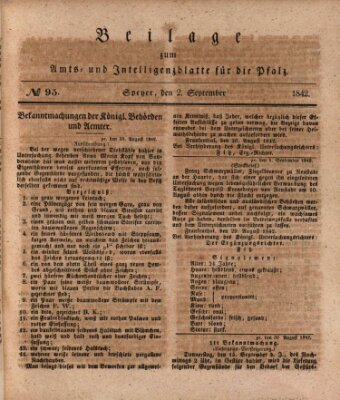 Königlich bayerisches Amts- und Intelligenzblatt für die Pfalz Freitag 2. September 1842