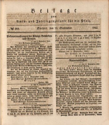 Königlich bayerisches Amts- und Intelligenzblatt für die Pfalz Donnerstag 15. September 1842