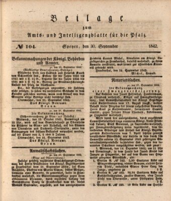 Königlich bayerisches Amts- und Intelligenzblatt für die Pfalz Freitag 30. September 1842