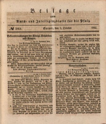 Königlich bayerisches Amts- und Intelligenzblatt für die Pfalz Mittwoch 5. Oktober 1842