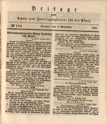 Königlich bayerisches Amts- und Intelligenzblatt für die Pfalz Donnerstag 3. November 1842