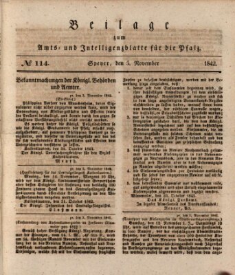 Königlich bayerisches Amts- und Intelligenzblatt für die Pfalz Samstag 5. November 1842