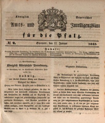 Königlich bayerisches Amts- und Intelligenzblatt für die Pfalz Donnerstag 12. Januar 1843