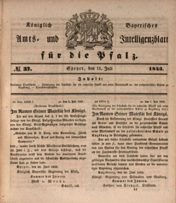 Königlich bayerisches Amts- und Intelligenzblatt für die Pfalz Dienstag 11. Juli 1843