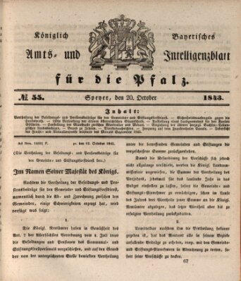 Königlich bayerisches Amts- und Intelligenzblatt für die Pfalz Freitag 20. Oktober 1843