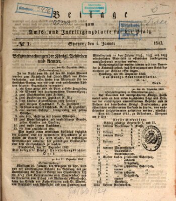 Königlich bayerisches Amts- und Intelligenzblatt für die Pfalz Mittwoch 4. Januar 1843