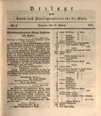 Königlich bayerisches Amts- und Intelligenzblatt für die Pfalz Donnerstag 12. Januar 1843