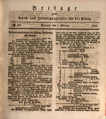 Königlich bayerisches Amts- und Intelligenzblatt für die Pfalz Mittwoch 1. Februar 1843