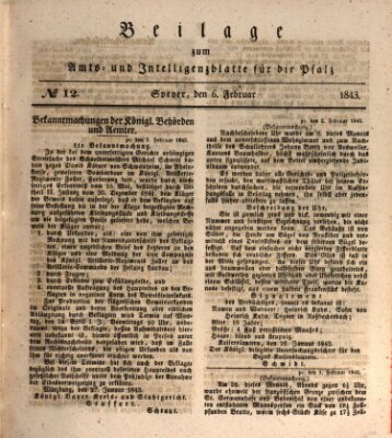 Königlich bayerisches Amts- und Intelligenzblatt für die Pfalz Montag 6. Februar 1843