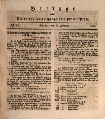 Königlich bayerisches Amts- und Intelligenzblatt für die Pfalz Donnerstag 16. Februar 1843