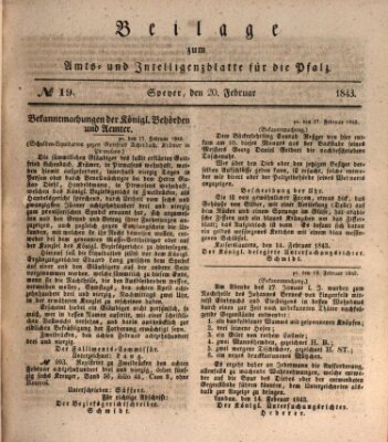 Königlich bayerisches Amts- und Intelligenzblatt für die Pfalz Montag 20. Februar 1843