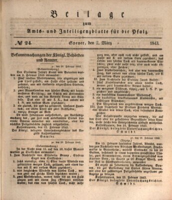 Königlich bayerisches Amts- und Intelligenzblatt für die Pfalz Donnerstag 2. März 1843