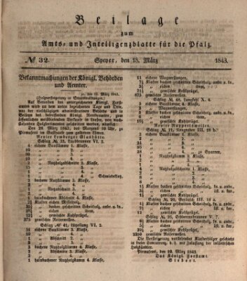 Königlich bayerisches Amts- und Intelligenzblatt für die Pfalz Samstag 18. März 1843