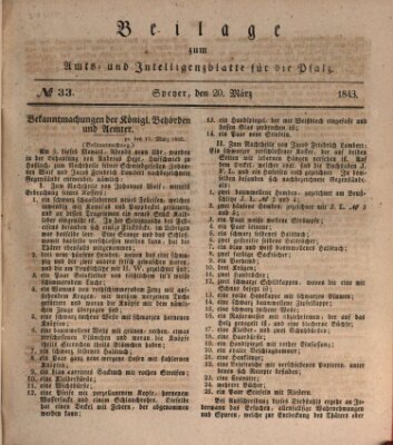 Königlich bayerisches Amts- und Intelligenzblatt für die Pfalz Montag 20. März 1843