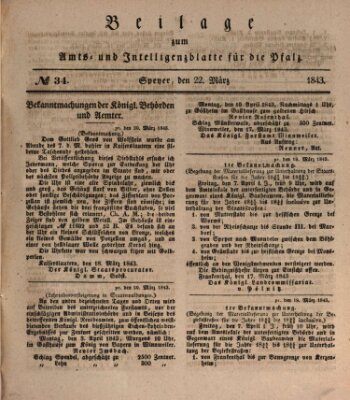 Königlich bayerisches Amts- und Intelligenzblatt für die Pfalz Mittwoch 22. März 1843