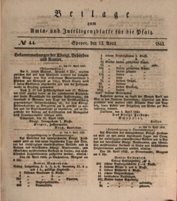 Königlich bayerisches Amts- und Intelligenzblatt für die Pfalz Donnerstag 13. April 1843