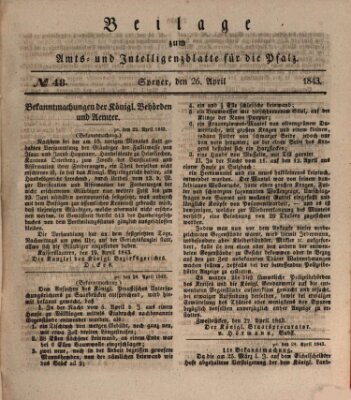 Königlich bayerisches Amts- und Intelligenzblatt für die Pfalz Mittwoch 26. April 1843