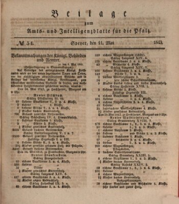 Königlich bayerisches Amts- und Intelligenzblatt für die Pfalz Donnerstag 11. Mai 1843