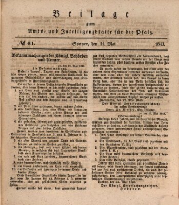 Königlich bayerisches Amts- und Intelligenzblatt für die Pfalz Mittwoch 31. Mai 1843