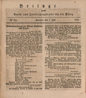 Königlich bayerisches Amts- und Intelligenzblatt für die Pfalz Mittwoch 5. Juli 1843