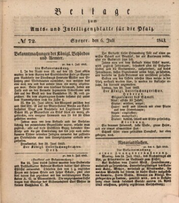 Königlich bayerisches Amts- und Intelligenzblatt für die Pfalz Donnerstag 6. Juli 1843