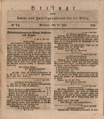 Königlich bayerisches Amts- und Intelligenzblatt für die Pfalz Freitag 14. Juli 1843