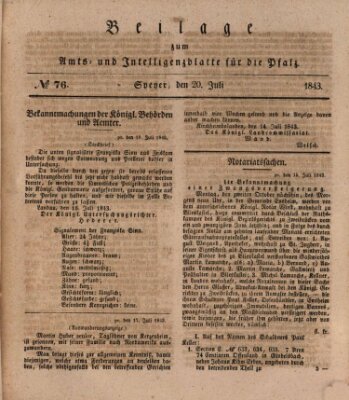 Königlich bayerisches Amts- und Intelligenzblatt für die Pfalz Donnerstag 20. Juli 1843