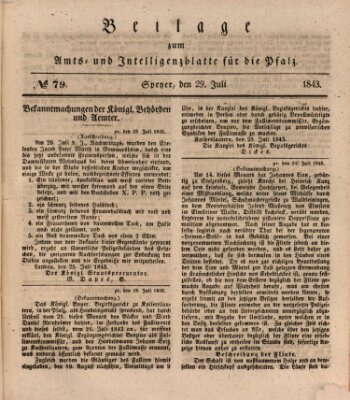 Königlich bayerisches Amts- und Intelligenzblatt für die Pfalz Samstag 29. Juli 1843